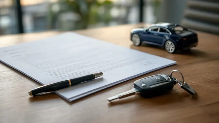Papiers pour vendre sa voiture sur un bureau